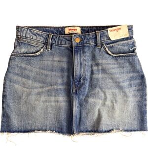 Wrangler Womens Blue Denim Mini Skirt Cutoff Frayed Hem Size 8